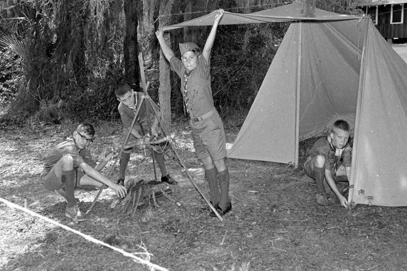 Scouts Erecting Tent CFE 1965