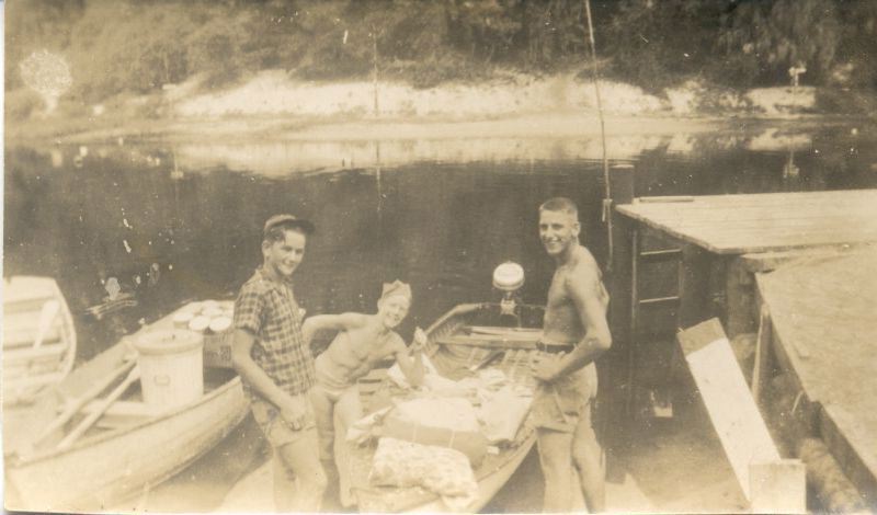 Harold Hudson, J.D. Bartelson and Richard Wheaton at the CFE Dock 1950